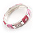 Pink Crystal Segmental Hinged Bangle Bracelet (Silver Tone) - view 8