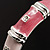 Pink Crystal Segmental Hinged Bangle Bracelet (Silver Tone) - view 6
