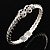 Twisted Crystal Hinged Bangle Bracelet (Silver Tone)