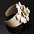 Stunning Cream Rose Metal Cuff Bangle - view 4