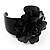 Stunning Black Rose Metal Cuff Bangle