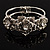 Textured Crystal Rose Hinged Bangle Bracelet (Silver&Clear) - view 5