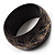 Wide Dark Brown Etched Wooden Bangle - view 3