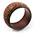 Wide Brown Etched Wooden Bangle - view 4