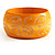 Wide Yellow Etched Wooden Bangle - view 3