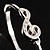 Silver Plated Crystal Treble Clef Bangle Bracelet - 19cm L - view 4