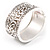 Rhodium Plated Hammered Wide Hinged Bangle - view 2