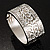 Rhodium Plated Hammered Wide Hinged Bangle - view 6