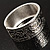 Rhodium Plated Hammered Wide Hinged Bangle - view 5