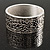 Rhodium Plated Hammered Wide Hinged Bangle - view 4