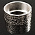 Rhodium Plated Hammered Wide Hinged Bangle - view 7