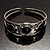 Stainless Steel Bangle with 3 Black Onyx Button-Shaped Stones