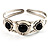 Stainless Steel Bangle with 3 Black Onyx Button-Shaped Stones - view 2