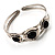 Stainless Steel Bangle with 3 Black Onyx Button-Shaped Stones - view 6