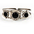 Stainless Steel Bangle with 3 Black Onyx Button-Shaped Stones - view 8