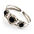 Stainless Steel Bangle with 3 Black Onyx Button-Shaped Stones - view 4