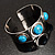 Stainless Steel Bangle with 3 Turquoise Button-Shaped Stones - view 10