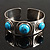 Stainless Steel Bangle with 3 Turquoise Button-Shaped Stones - view 2