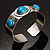 Stainless Steel Bangle with 3 Turquoise Button-Shaped Stones - view 6