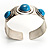 Stainless Steel Bangle with 3 Turquoise Button-Shaped Stones - view 4
