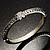 Silver Tone Textured Crystal Cross Hinged Bangle Bracelet - view 1