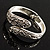 Vintage Inspired Snake Hinged Bangle Bracelet (Antique Silver Tone) - view 9