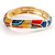 Gold Tone Curvy Enamel Crystal Hinged Bangle Bracelet (Multicoloured) - view 8