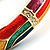 Gold Tone Curvy Enamel Crystal Hinged Bangle Bracelet (Multicoloured) - view 4