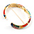 Gold Tone Curvy Enamel Crystal Hinged Bangle Bracelet (Multicoloured) - view 14