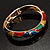 Gold Tone Curvy Enamel Crystal Hinged Bangle Bracelet (Multicoloured) - view 12