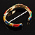 Gold Tone Curvy Enamel Crystal Hinged Bangle Bracelet (Multicoloured) - view 5