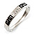 Greek Style Crystal Hinged Bangle Bracelet (Silver Tone) - view 2