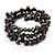 3 Strand Black Freshwater Pearl Wrap Bangle Bracelet (6mm) - view 2
