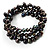 3 Strand Black Freshwater Pearl Wrap Bangle Bracelet (6mm)