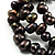 3 Strand Black Freshwater Pearl Wrap Bangle Bracelet (6mm) - view 5
