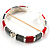 Red&Grey Segmental Enamel Hinged Bangle Bracelet (Silver Tone) - view 6