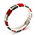 Red&Grey Segmental Enamel Hinged Bangle Bracelet (Silver Tone) - view 3
