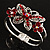 Swarovski Crystal Butterfly Hinged Bangle Bracelet (Silver&Red) - view 3