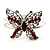 Stunning Crystal Butterfly Hinged Bangle Bracelet (Silver&Hot Red) - view 7
