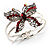 Stunning Crystal Butterfly Hinged Bangle Bracelet (Silver&Hot Red) - view 2