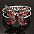 Stunning Crystal Butterfly Hinged Bangle Bracelet (Silver&Hot Red) - view 5