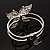 Stunning Crystal Butterfly Hinged Bangle Bracelet (Silver&Hot Red) - view 9