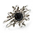 Swarovski Crystal Flower Hinged Bangle Bracelet (Silver, Clear&Black) - view 5