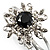 Swarovski Crystal Flower Hinged Bangle Bracelet (Silver, Clear&Black) - view 6