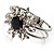 Swarovski Crystal Flower Hinged Bangle Bracelet (Silver, Clear&Black) - view 9
