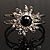Swarovski Crystal Flower Hinged Bangle Bracelet (Silver, Clear&Black) - view 3