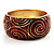 Wide Swirl Pattern Red Enamel Hinged Bangle Bracelet (Gold Tone) - view 5