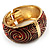 Wide Swirl Pattern Red Enamel Hinged Bangle Bracelet (Gold Tone) - view 6