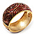 Wide Swirl Pattern Red Enamel Hinged Bangle Bracelet (Gold Tone) - view 2
