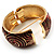 Wide Swirl Pattern Red Enamel Hinged Bangle Bracelet (Gold Tone) - view 4